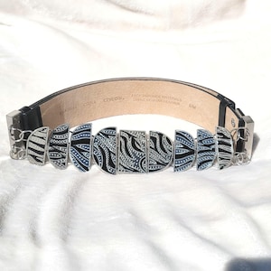 Chico\'s Metallic Silver Croc-Embossed Belt/ Multi Strand Rhinestone Chain Sz M/L Chico main image 3