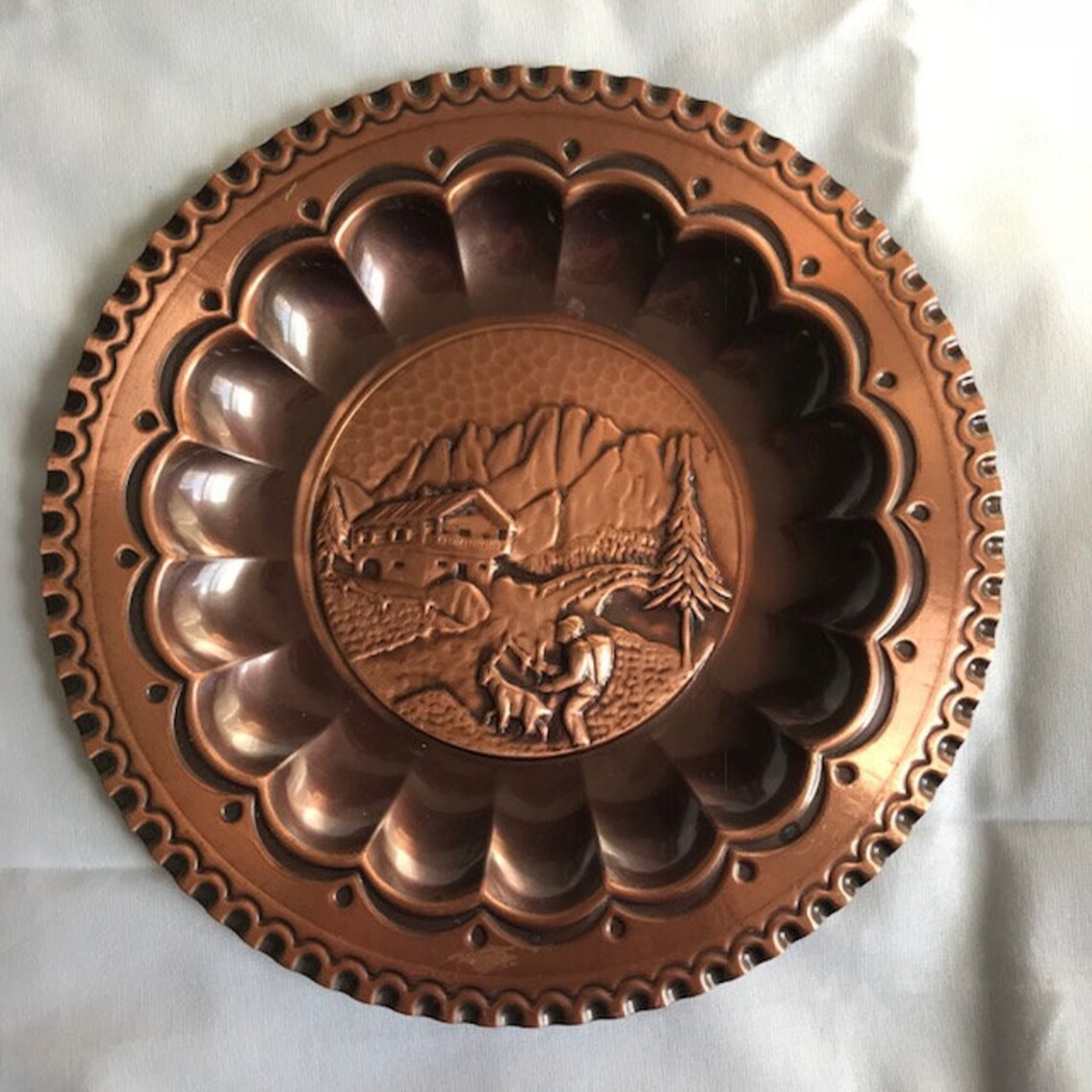 Vintage Copper Plate Wall Hanging Rustic Mountain Bridge Etsy