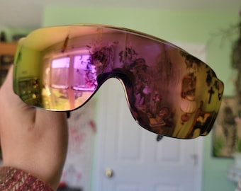 Vintage 1980s Zurich fit-over shield  sunglasses goggles - Black with pink and yellow lens - made in France