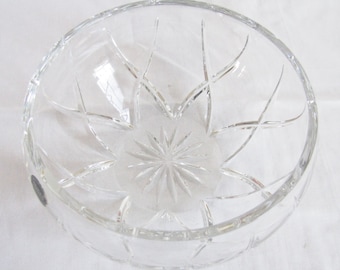 Vintage Prague crystal bowl large heavy serving dish cut lead 24% PbO - made in Czech Republic