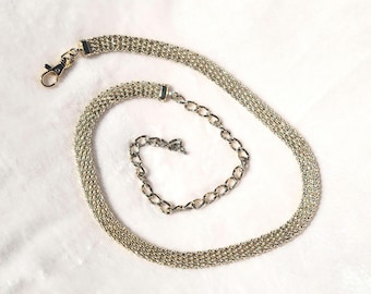 Vintage gold metal flat rope style chain belt - adjustable