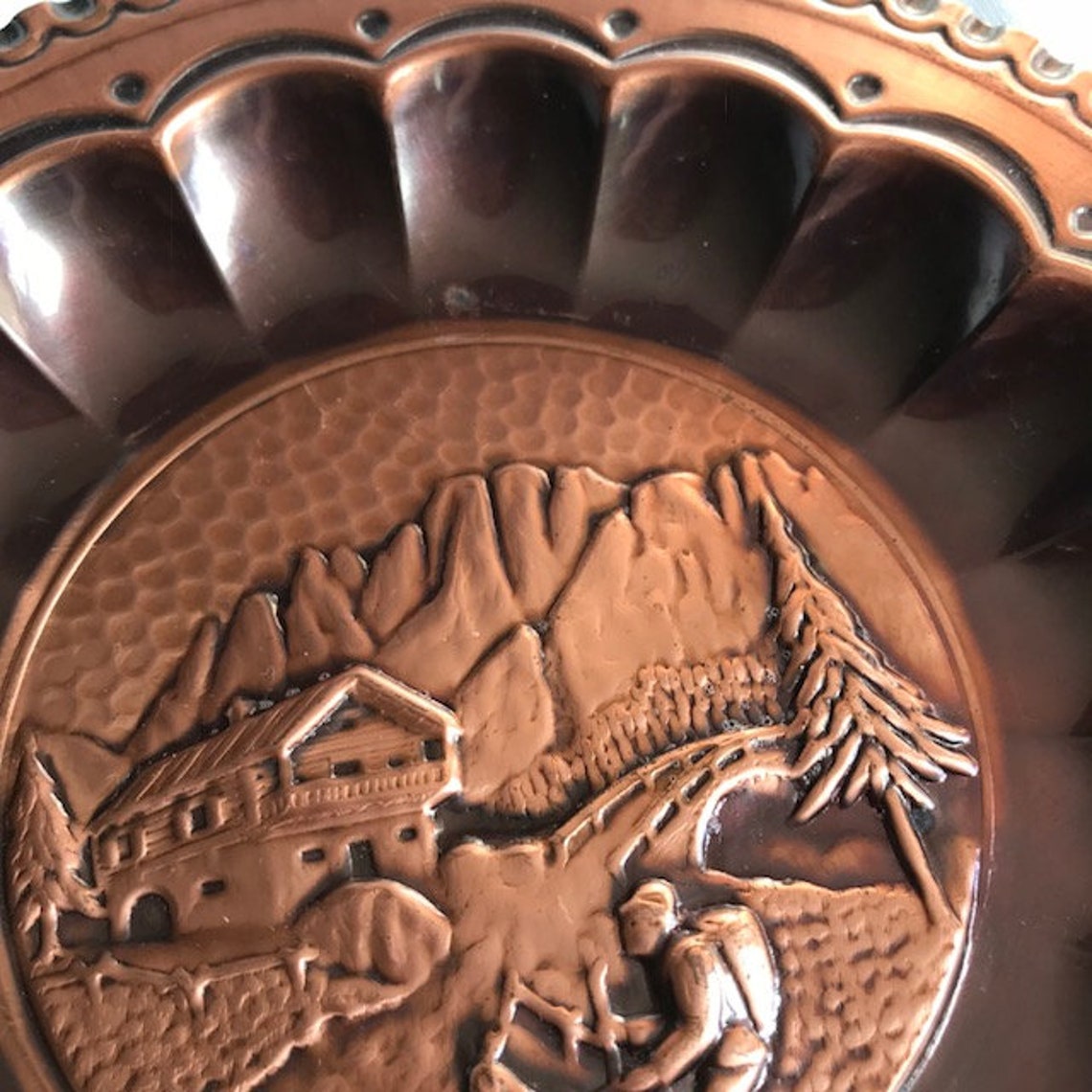 Vintage Copper Plate Wall Hanging Rustic Mountain Bridge Etsy