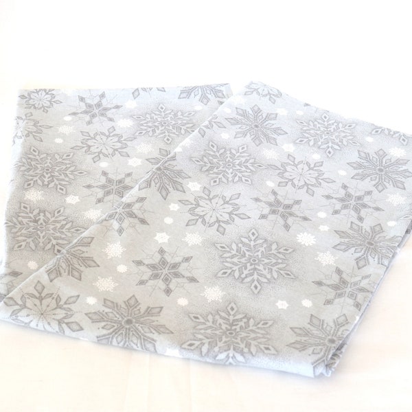 Flannel Snowflake Pillowcase 20" x 31" grey white standard or queen pillows