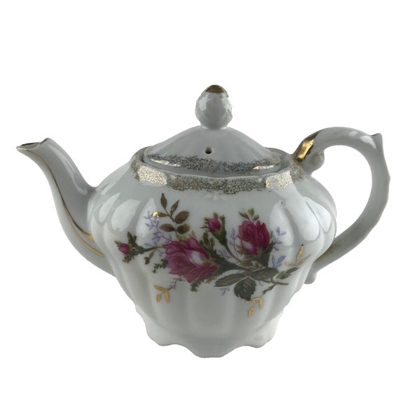 Vintage Tilso Usable Music Box Teapot - Musical Floral Flowers Porcelain