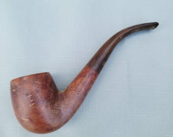 Vintage Dr. Plumb Vera Radica-tabakspijp - kom van natuurlijk bruyèrehout, gebogen biljartstijl - E