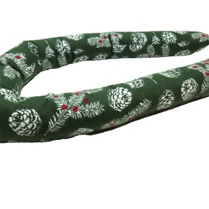 36" Door Draft Stopper flannel fabric filled with sand and stuffing pinecones pine tree branches red berries
