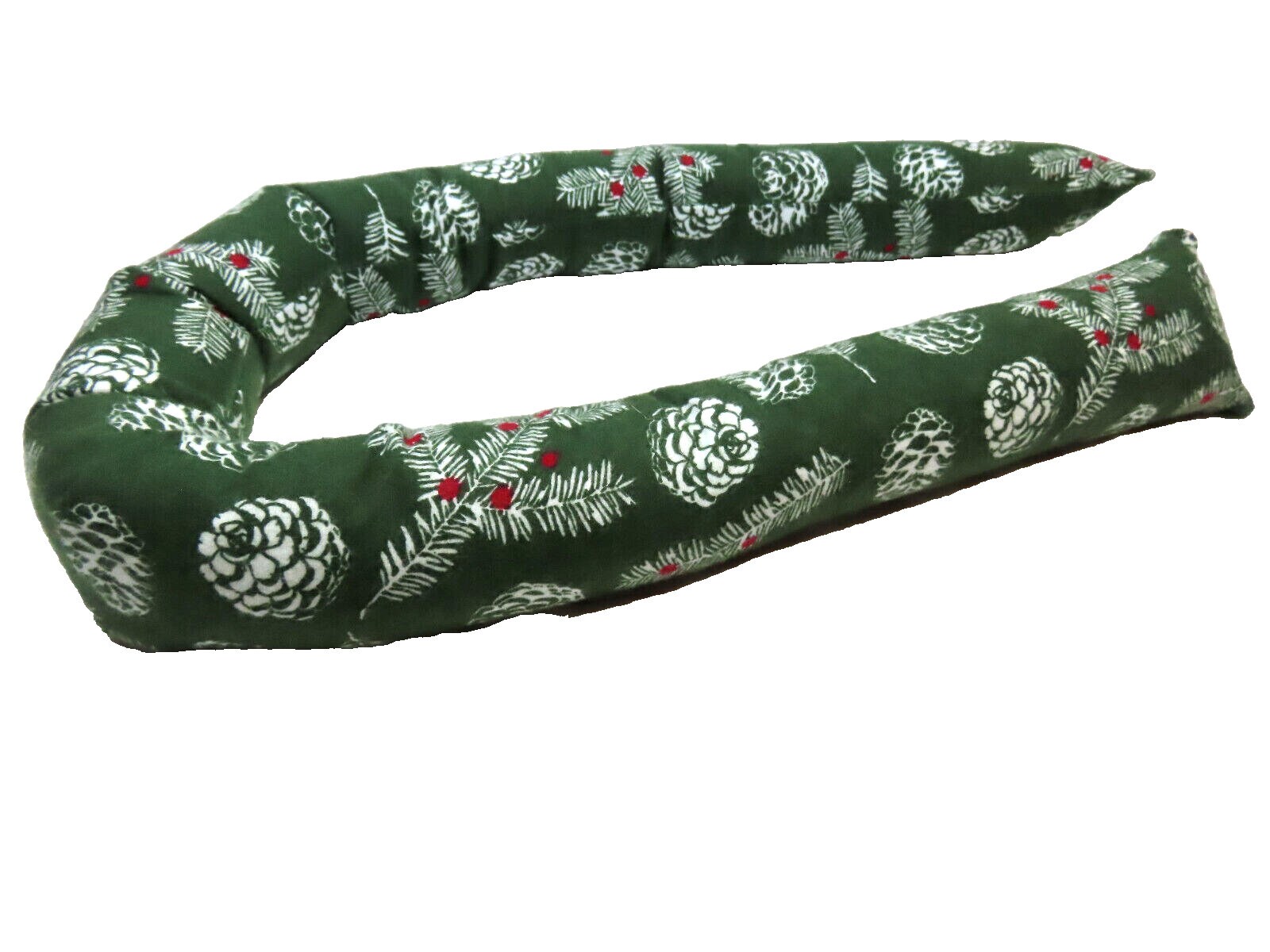 36" Door Draft Stopper flannel fabric filled with sand and stuffing pinecones pine tree branches red berries