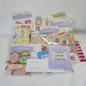 Grande lote de cartões de scrapbook artesanais, etiquetas adesivas para festa de feliz aniversário, enfeites 3d, bolo inchado, balões fofos