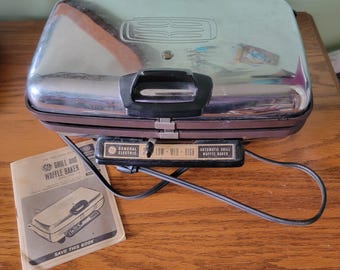 Griglia e piastra per waffle vintage GE cromata - modello G44 - con manuale originale