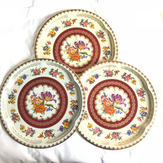 Vintage Set Of 3 Metal Trays Daher Decorated Ware Made In Etsy