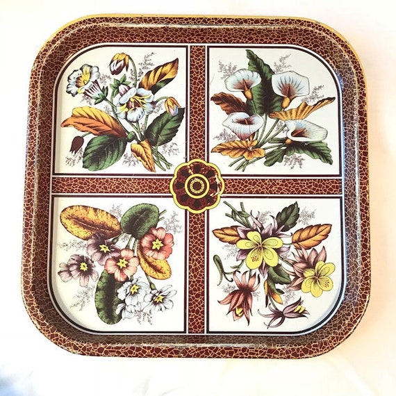 Vintage Square Metal Serving Tray Daher Decorated Ware N Y Etsy