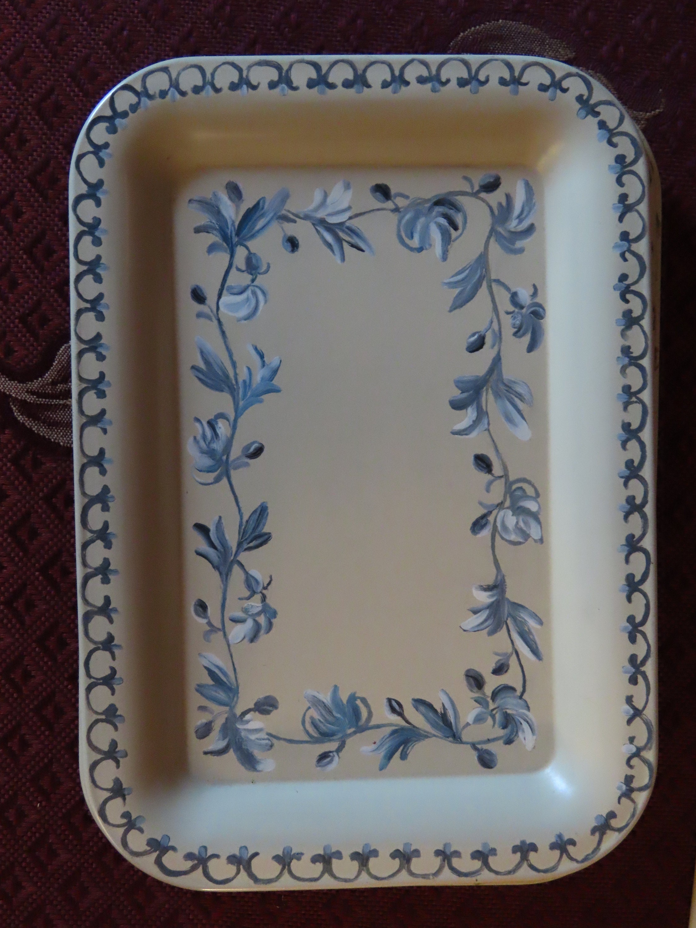 Set of 6 Small Vintage Metal Trays Flowers Floral Tan Beige Etsy Denmark