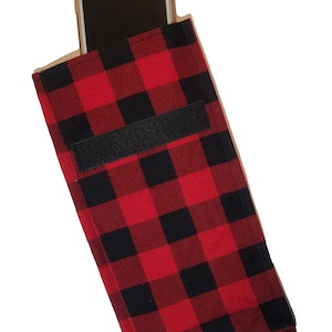 Faraday Cell Phone Case EMF Protective Sleeve Signal-blocking security pouch Handmade Buffalo Plaid Flannel