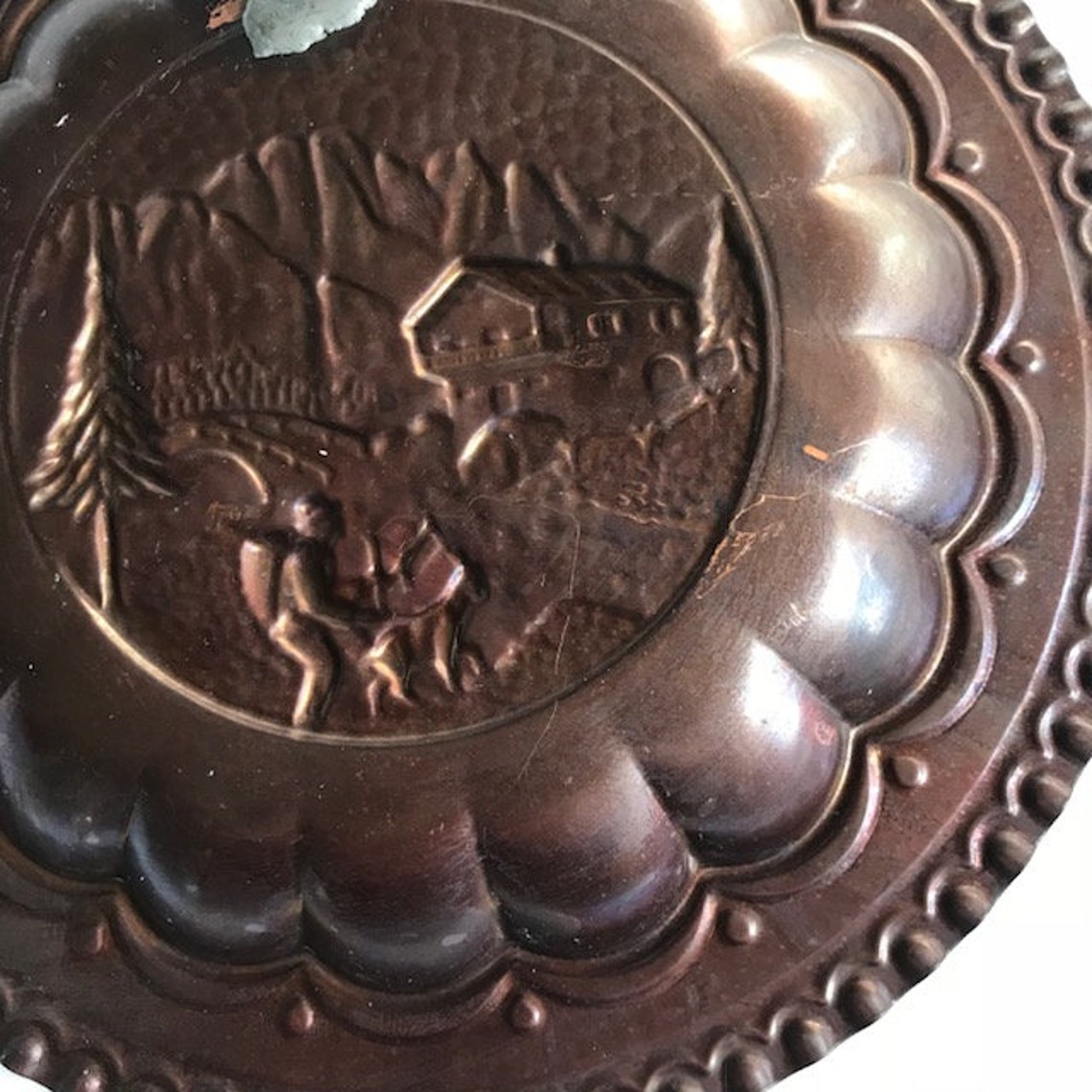 Vintage Copper Plate Wall Hanging Rustic Mountain Bridge Etsy