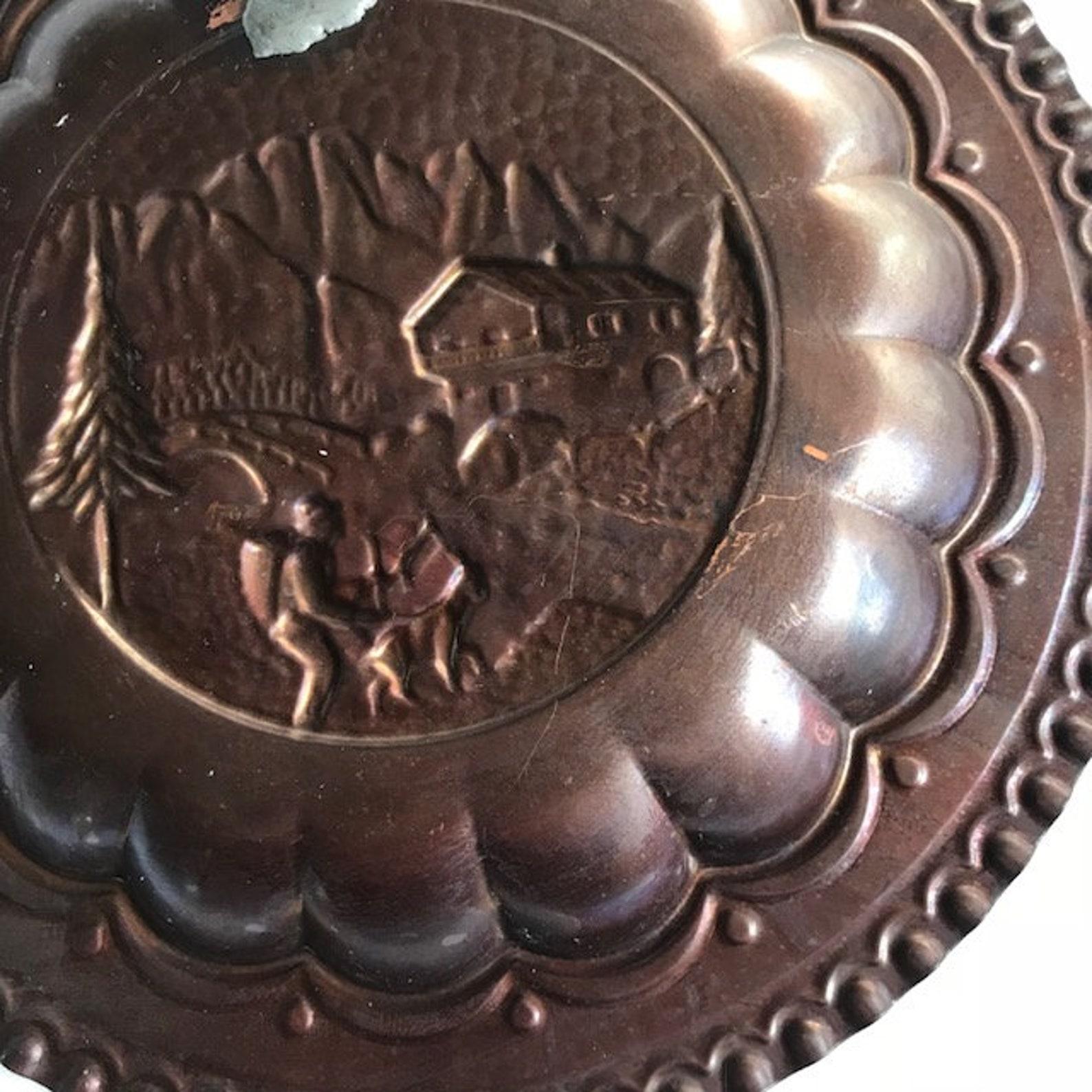 Vintage Copper Plate Wall Hanging Rustic Mountain Bridge Etsy