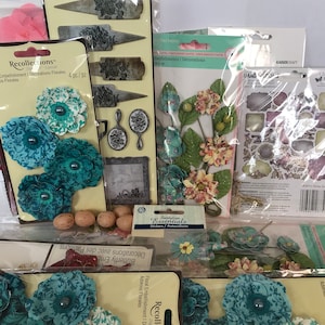 Gran lote de pegatinas para álbumes de recortes, suministros, adornos, flores de papel 3D, marcadores florales de primavera para jardinería, huevos, huevo de mariposa, Anna Griffin