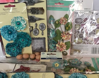 Large Lot of Scrapbooking Stickers Supplies Embellishments 3D Paper Flowers Floral Spring Gardening Markers Eggs Butterffly Egg Anna Griffin
