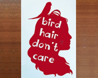 Parrot Owner Bird Hair Don&#39;t Care Car Vinyl Decal - Sticker