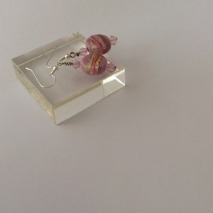 Pink striped earrings image 2