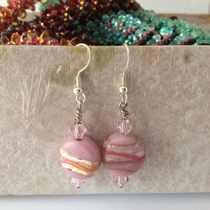 Pink striped earrings image 4