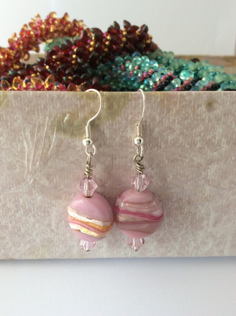 Pink striped earrings image 4