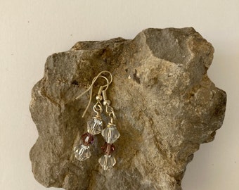 Dainty dangle and drop earrings in pale purple and clear colour