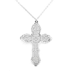 Cross Necklace Silver Cross Necklace Filigree diamond cut design sterling silver 925 Religious Necklace Christian Christmas Gift