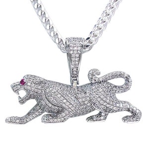 Panther Necklace  Panther Silver Necklace Panther sterling silver 925 cubic zirconia Roaring Necklace Silver Elegant cat Panther Necklace