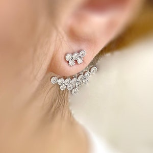 Crawler Stud Earring Climber earring Ear Jacket Earrings Clear Cubic Zirconia Crystals Crawler triangle Earring fine sterling silver 925