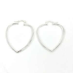 Silver Hoop Earrings Heart Earrings Silver Heart hoop earrings Heart Hoops Earrings pure sterling silver 925 hoops Large hoop earrings heart