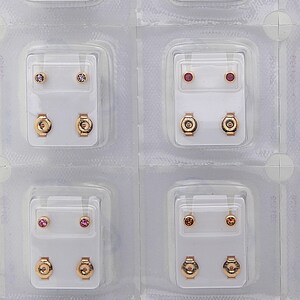 Ear Piercing earrings Surgical steel gold stud earrings 3mm 12 birthstones piercing kit tray ear piercing gold studs cartilage piercing ear
