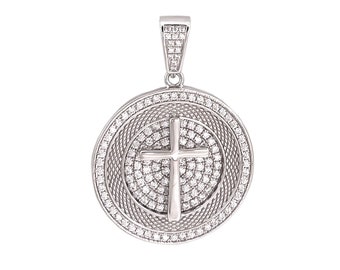Kreuz-Medaillon-Anhänger mit Zirkonia aus Sterlingsilber 925