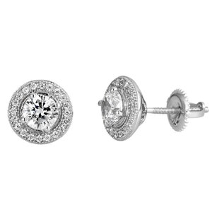 Unisex Stud Earrings screw back sterling silver 925 Cubic Zirconia Clear stones cartilage stud earrings