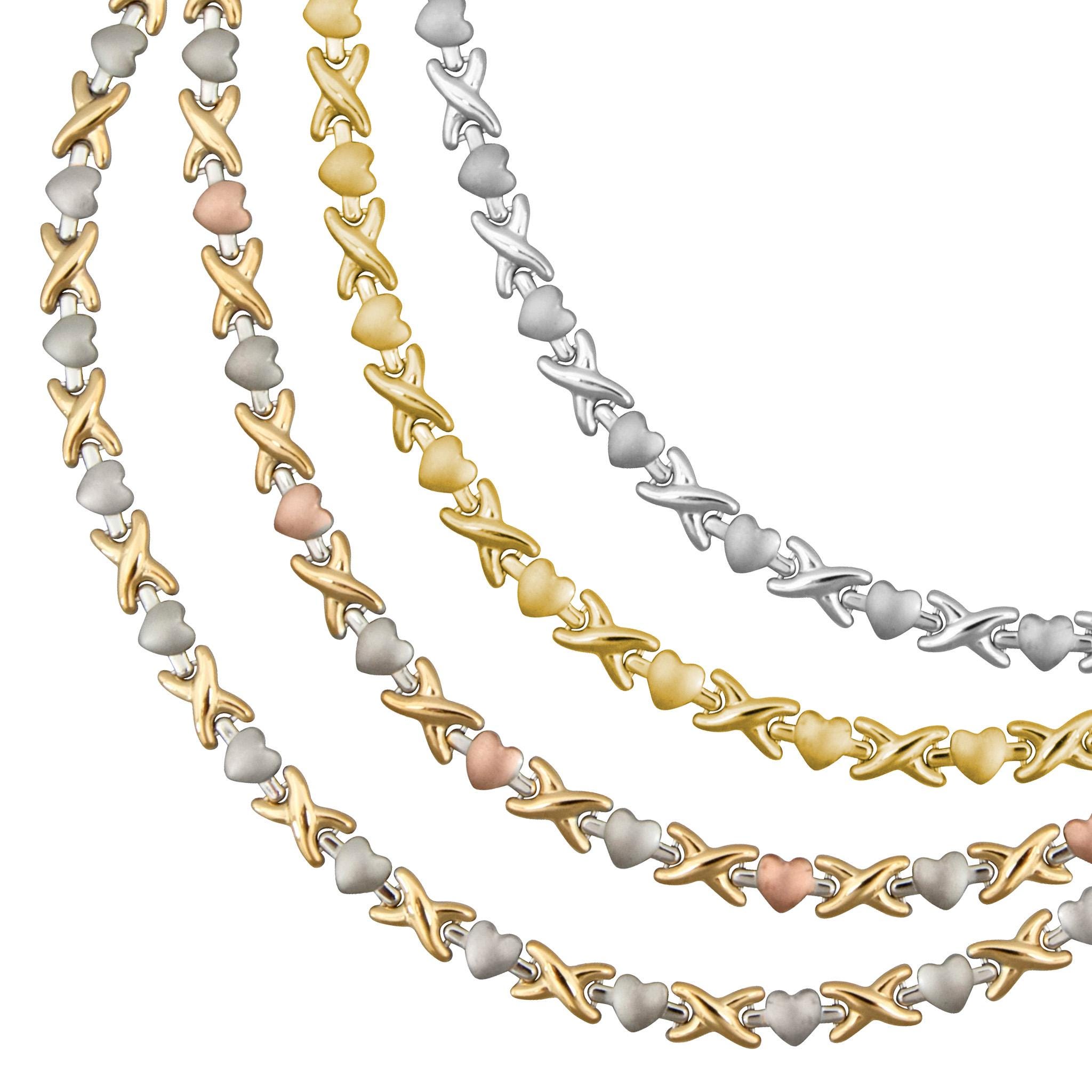 XOXO Hugs & Kisses Stainless Steel Jewelry Gift Set: Necklace and