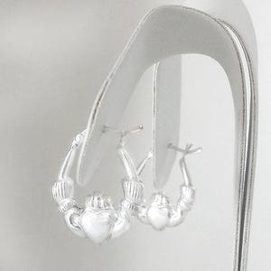 Silver Claddagh Earring Hoop Claddagh Earrings fine sterling silver 925 Claddagh hoop earrings Ireland Claddagh hoop earrings sterling 925