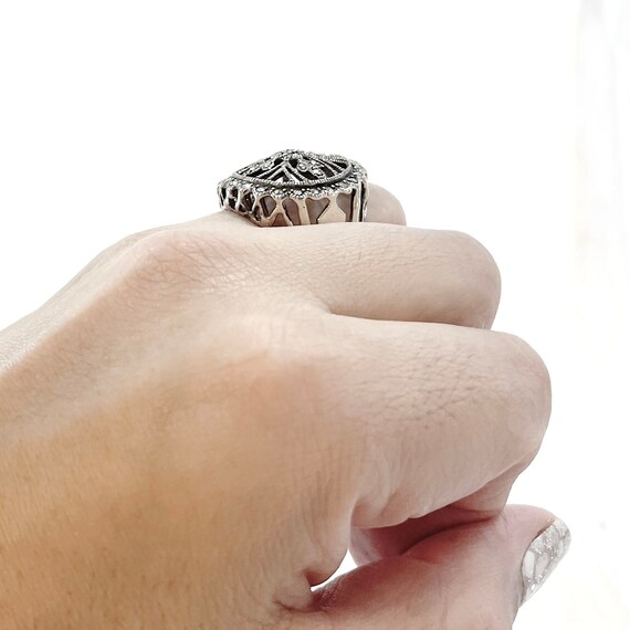 Vintage Marcasite Ring: Sterling Silver Victorian… - image 6