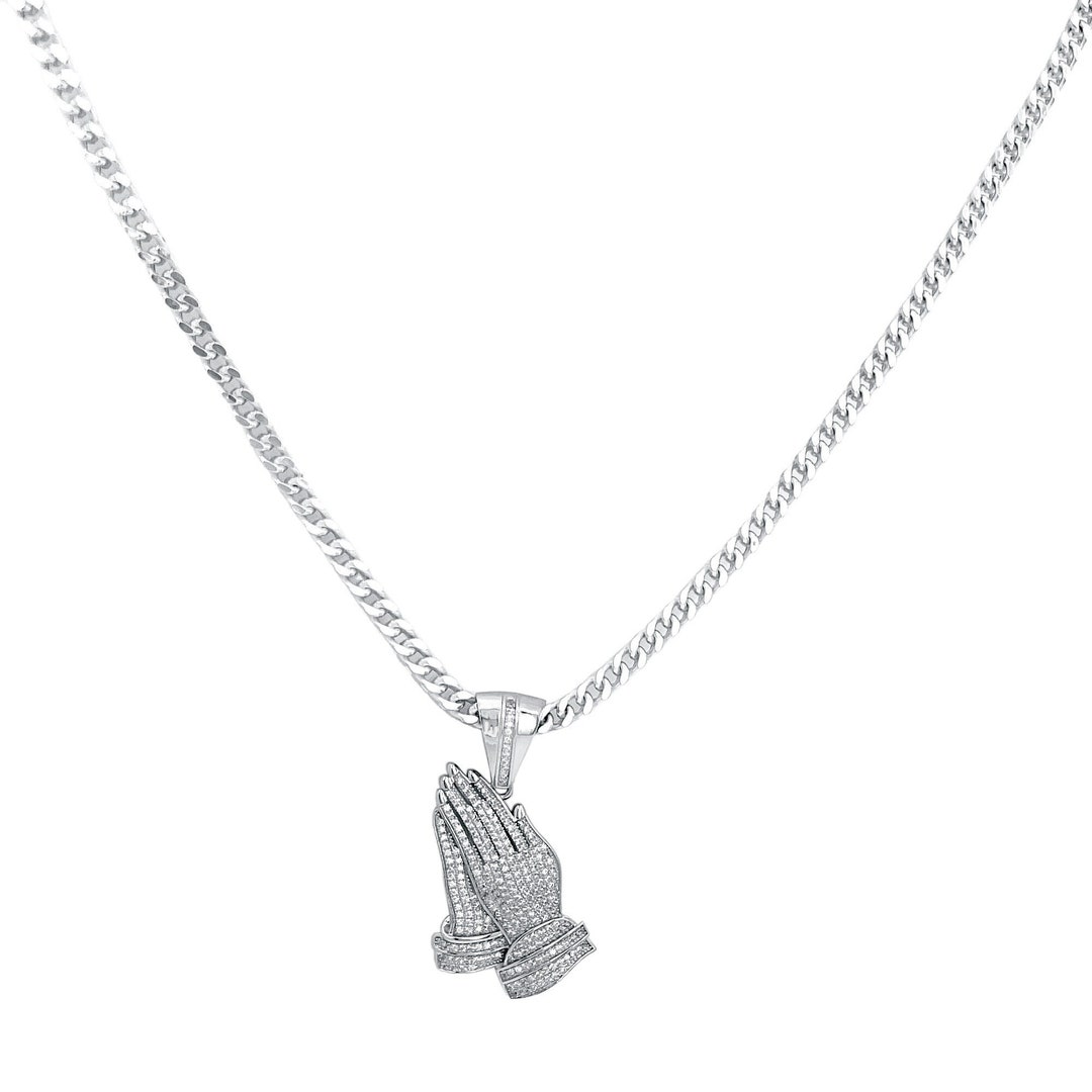 Praying Hands Necklace Jesus Praying Hands Necklace Sterling Silver 925