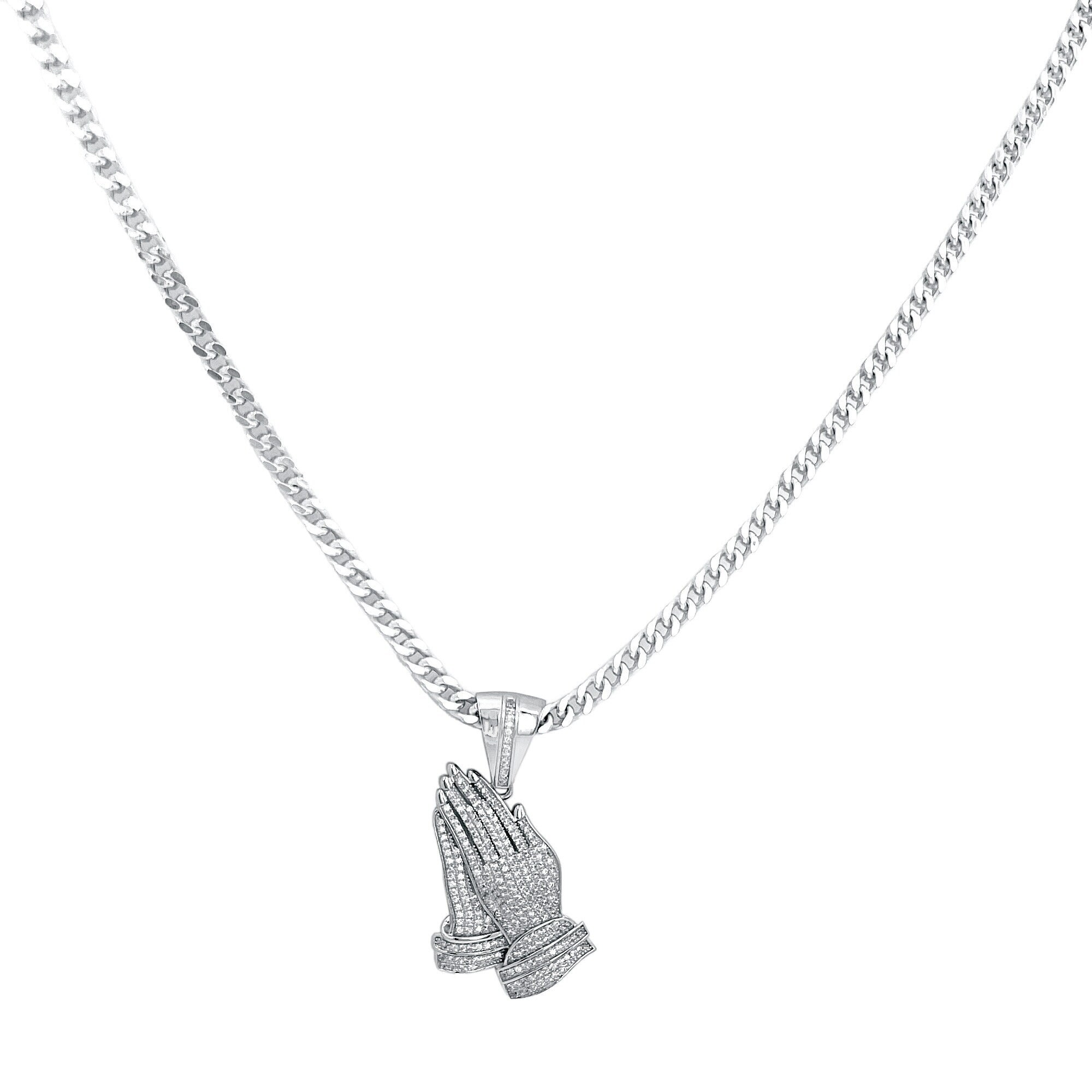 DESIGN - Confezione Da 2 Collane Color Argento Con Ciondolo Con Mani Che Pregano - Foto 2