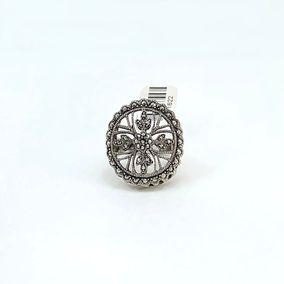 Vintage Marcasite Ring: Sterling Silver Victorian… - image 1