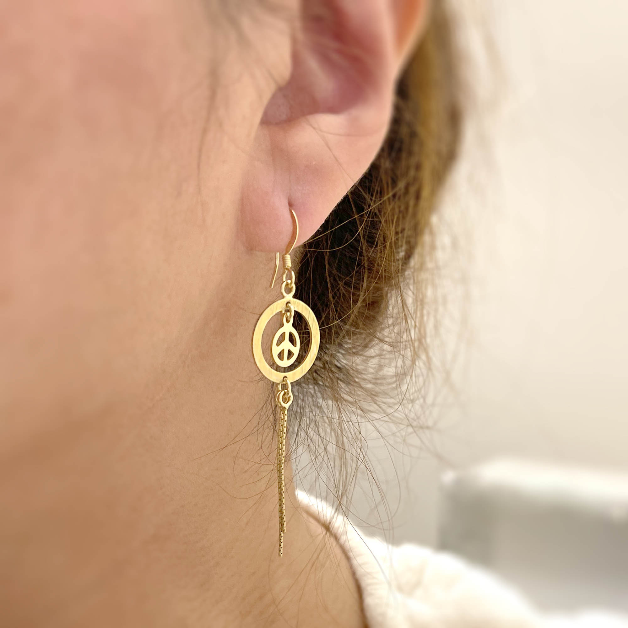Orecchini Pendenti In Argento Sterling 925 Con Simbolo Della Pace - Design A Goccia - Fatti A Mano In Thailandia - AERAVIDA - 3