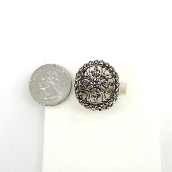 Vintage Marcasite Ring: Sterling Silver Victorian… - image 4