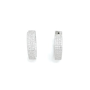 Hoop Earrings sterling silve 925 micro pave 20mm by 5.3mm inside out style Hoop earrings Cubic Zirconia bridal nice hoop earrings great gift
