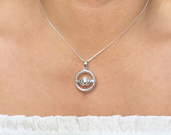 Anello Con Ciondolo Cuore Pendente In Argento Cuore Medio