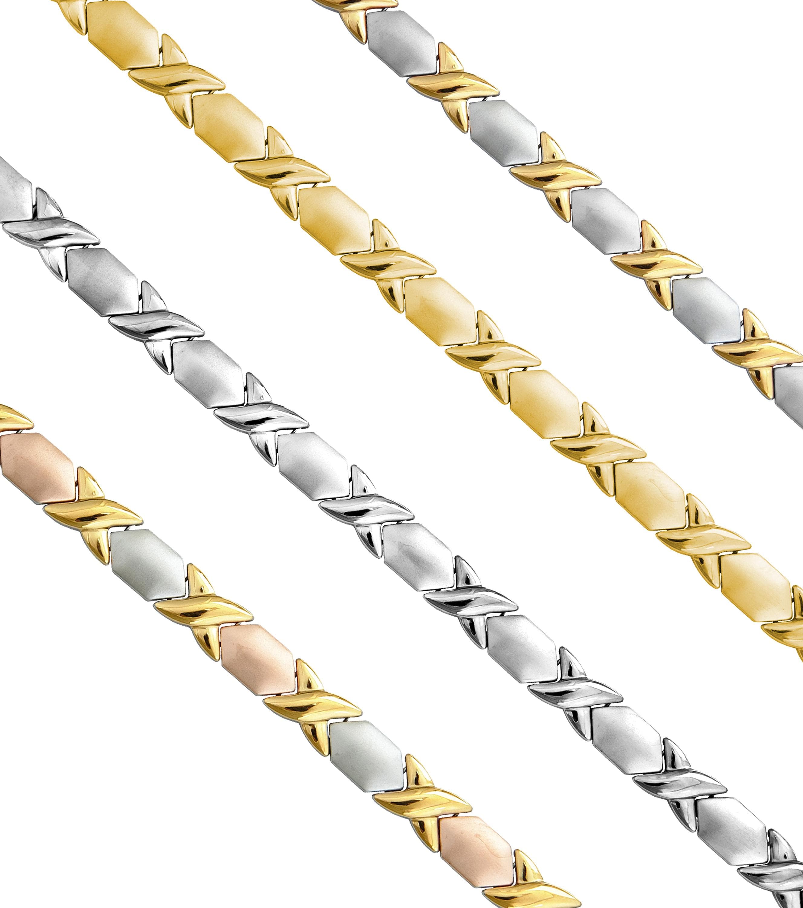 XOXO Stainless Steel Necklace Bracelet Set - Hugs & Kisses Jewelry