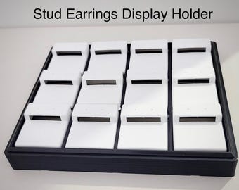 Stud Earring Display Tray: Black Jewelry Organizer, Holds 20 Pairs