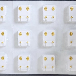 Piercing Kit Stud Earrings surgical steel Yellow Gold tone stud earrings 4mm mix shapes 12 pairs Piercing studs Kit Caflon stainless steel