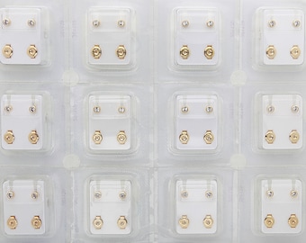 Surgical Steel Ear Piercing Studs: 4mm Clear Cubic Zirconia - 12 Pairs
