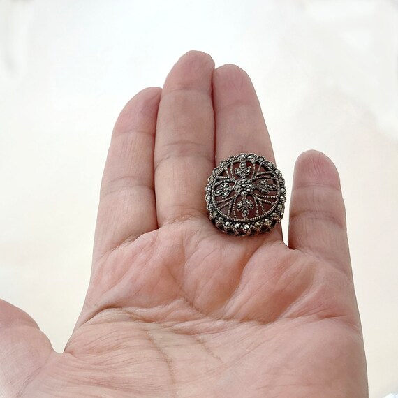 Vintage Marcasite Ring: Sterling Silver Victorian… - image 9