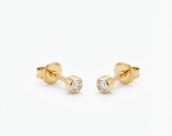 Surgical Steel Ear Piercing Stud: 3mm Cubic Zirconia, Gold Finish (One Pair)