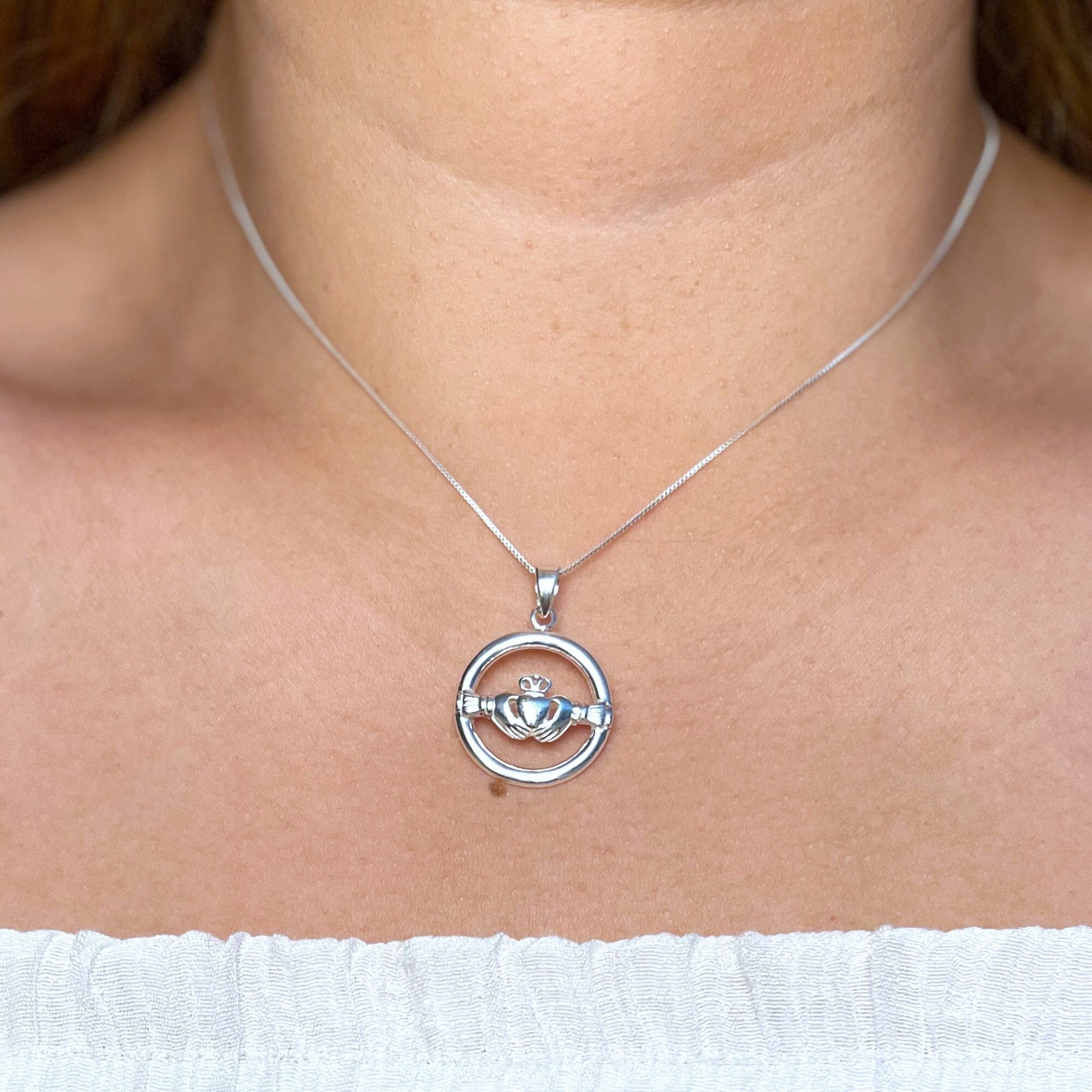DAYLINLOVE Collana Irlandese Claddagh Nodo Celtico Trifoglio In Argento 925 – Ciondolo Amore Eterno, Regalo Per Donne - 4